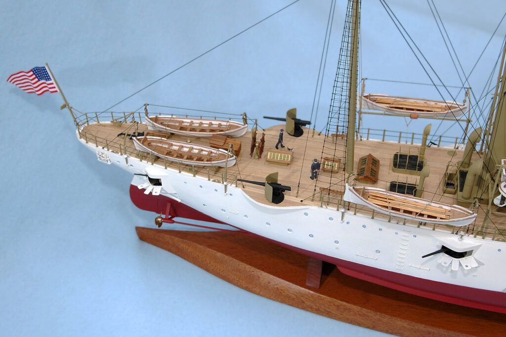 Model of gunboat USS Nashville PG-7 - aftermost stack and astern, view from starboard