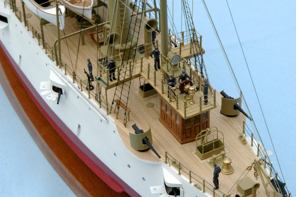 Model of gunboat USS Nashville PG-7 - wheelhouse from starboard bow