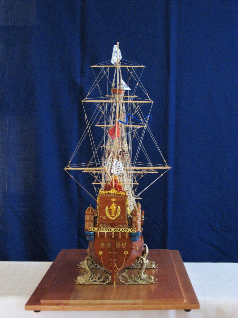 Model of French warship Couronne - transom