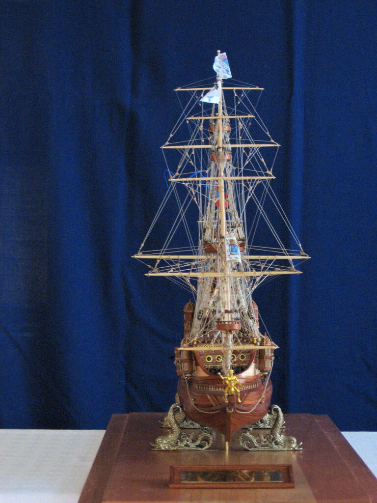 Model of French warship Couronne - view from bow