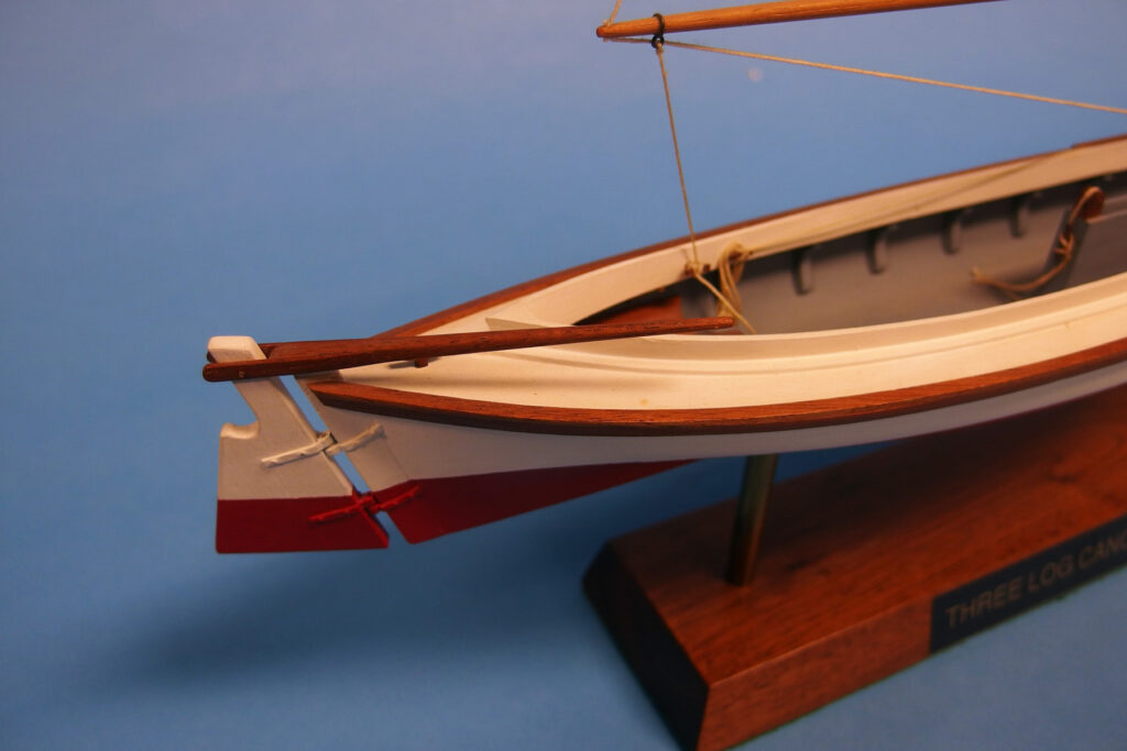 Model of Chesapeake Bay Three-Log Canoe - Rudder and tiller