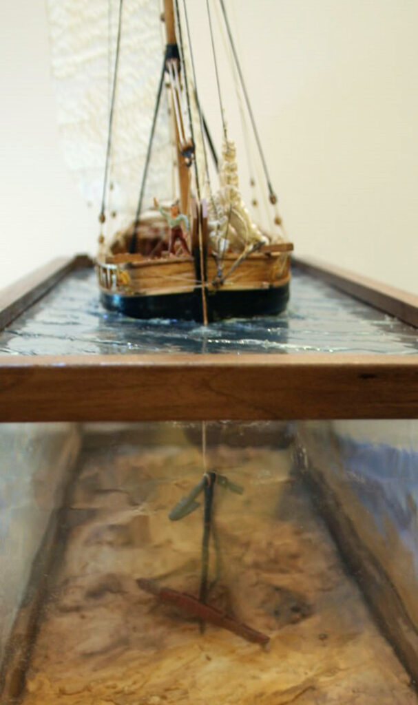 Model of an anchor hoy - view of bow and anchor