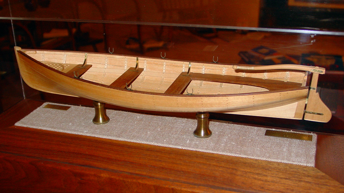 Model of a Whitehall rowboat - port side