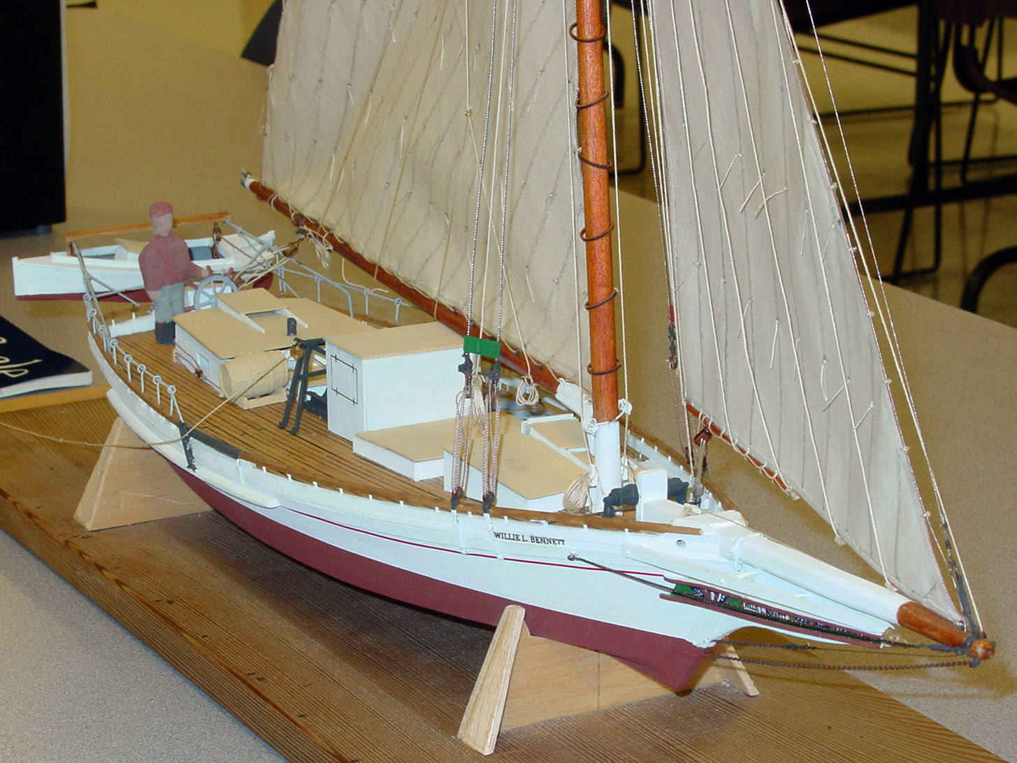 Model of Chesapeake Bay Skipjack Willie L. Bennett - Overall view, Starboard bow