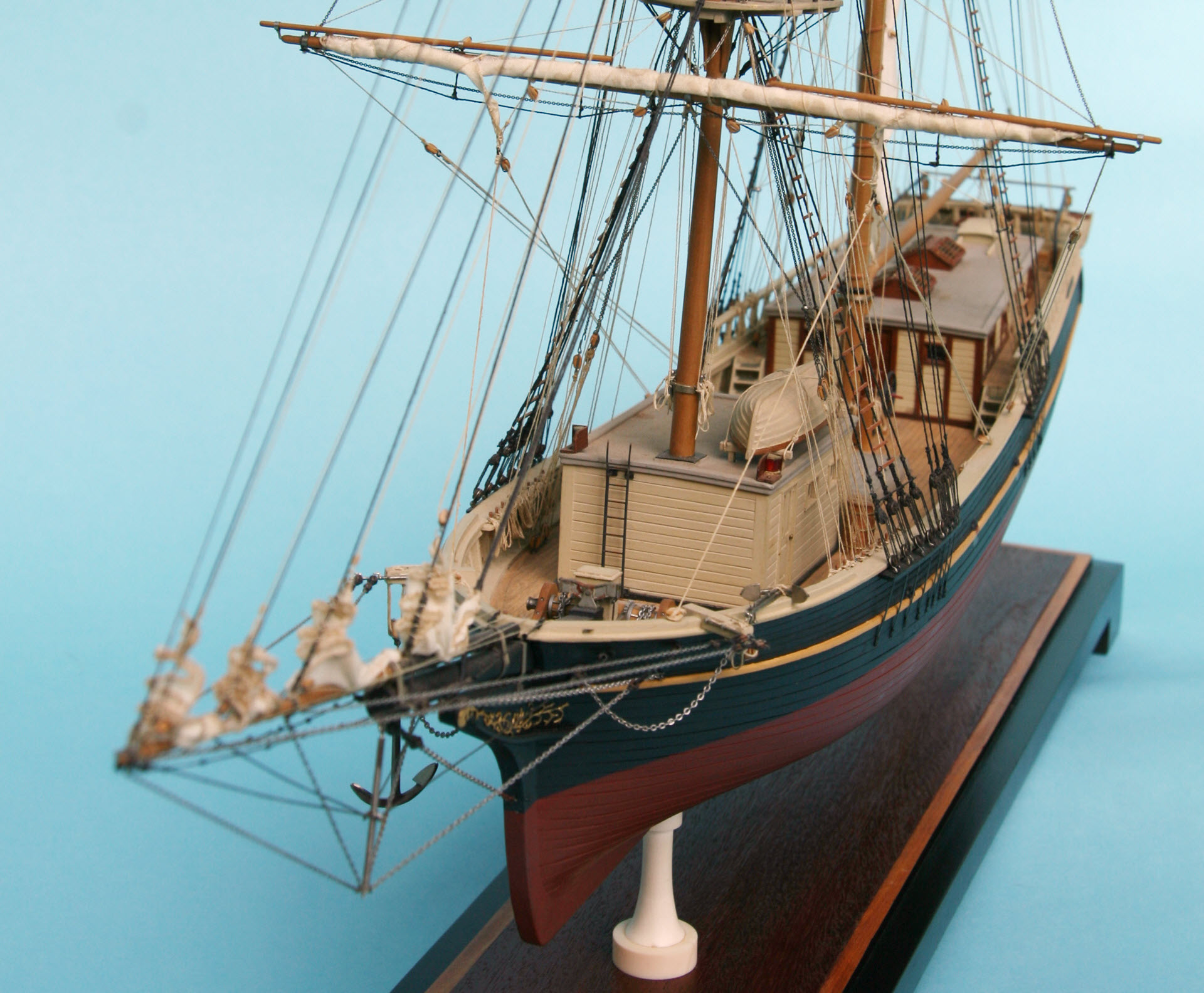 Model of sailing ship Latimer - view of deck from port bow