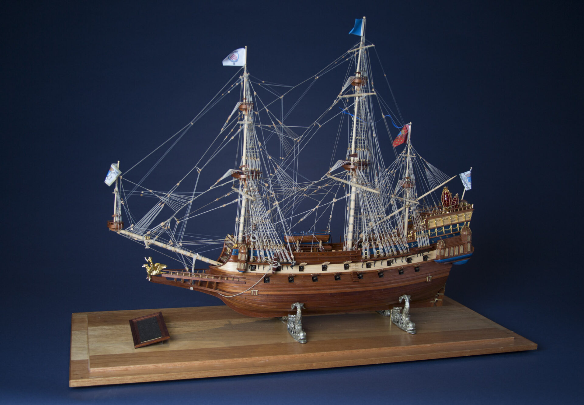 Model of French warship Couronne - port side