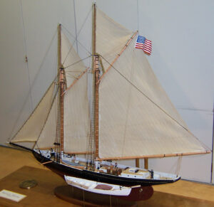 Model of fishing schooner Benjamin W. Latham - view from port quarter