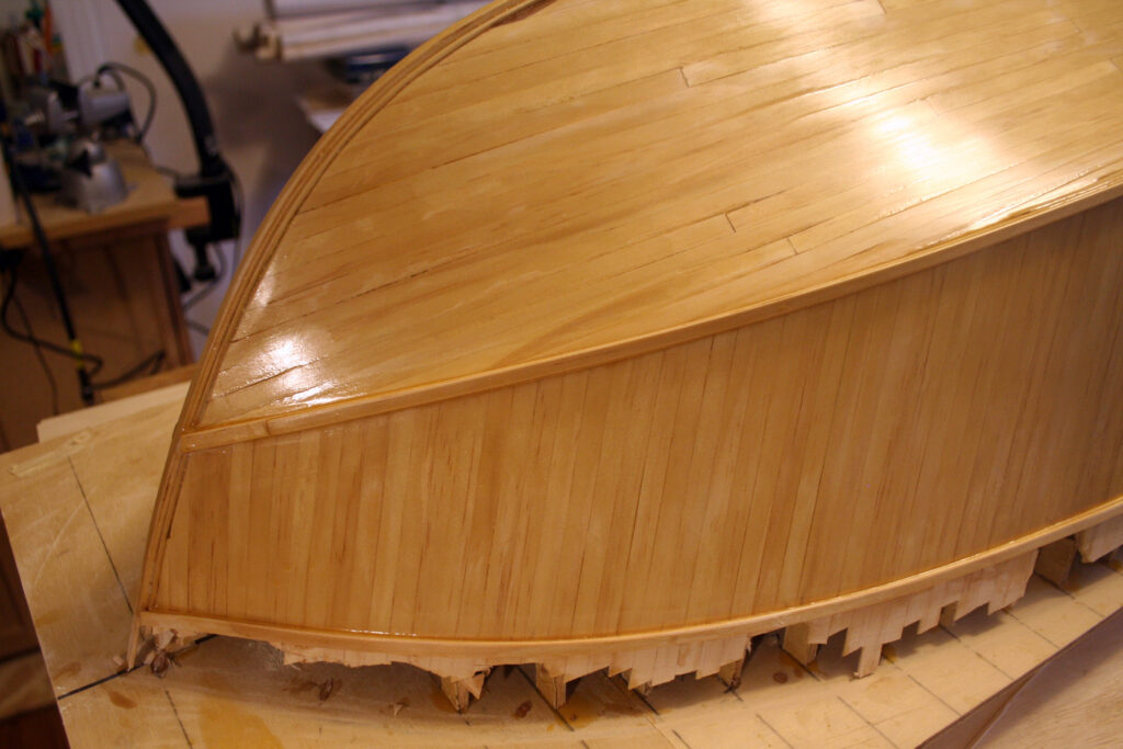 Model of PT 277 - Varnished outer planking