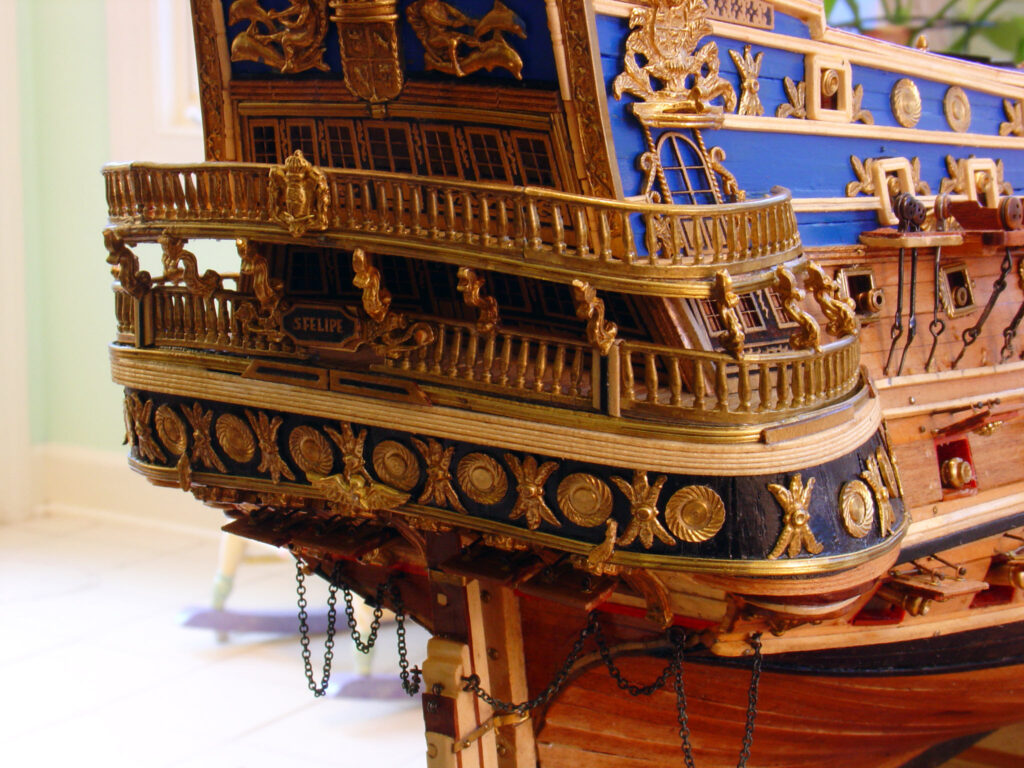 Model of the Spanish ship-of-the-line, San Felipe -stern