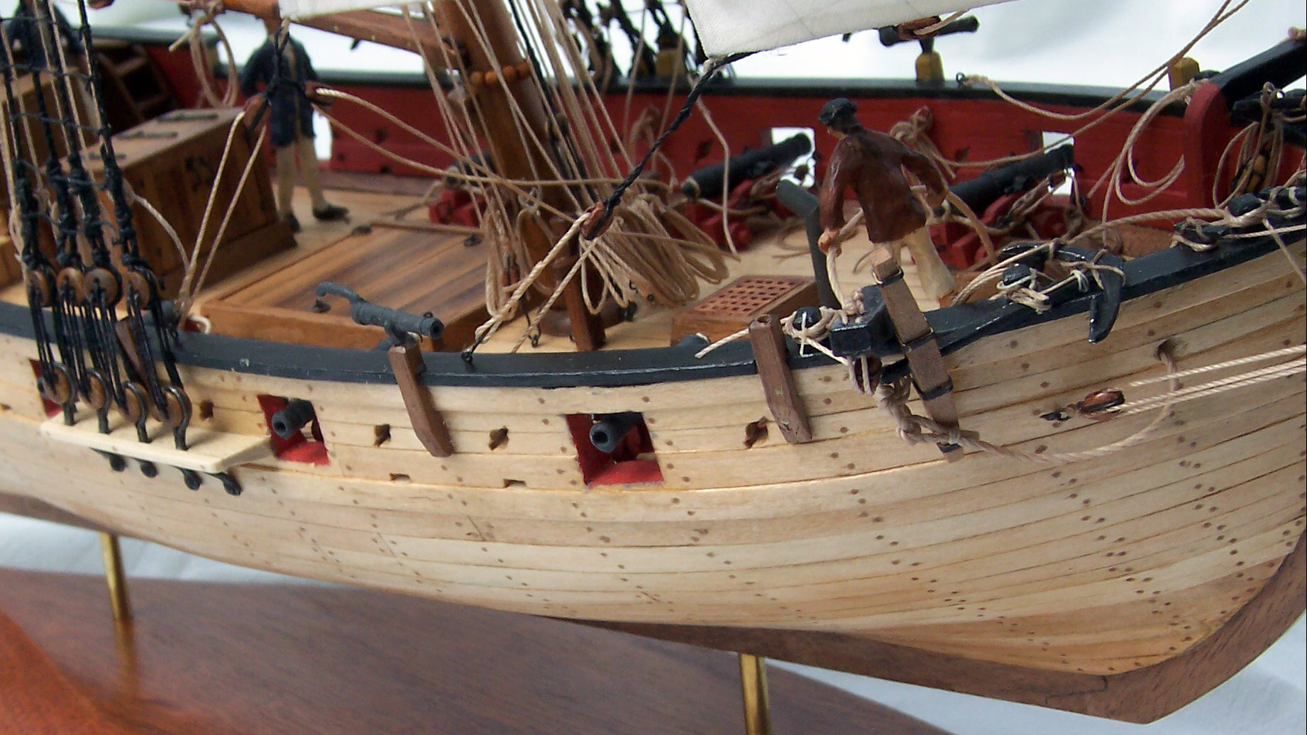Model of an unnamed, armed Virginia sloop - view midship and forward from starboard bow