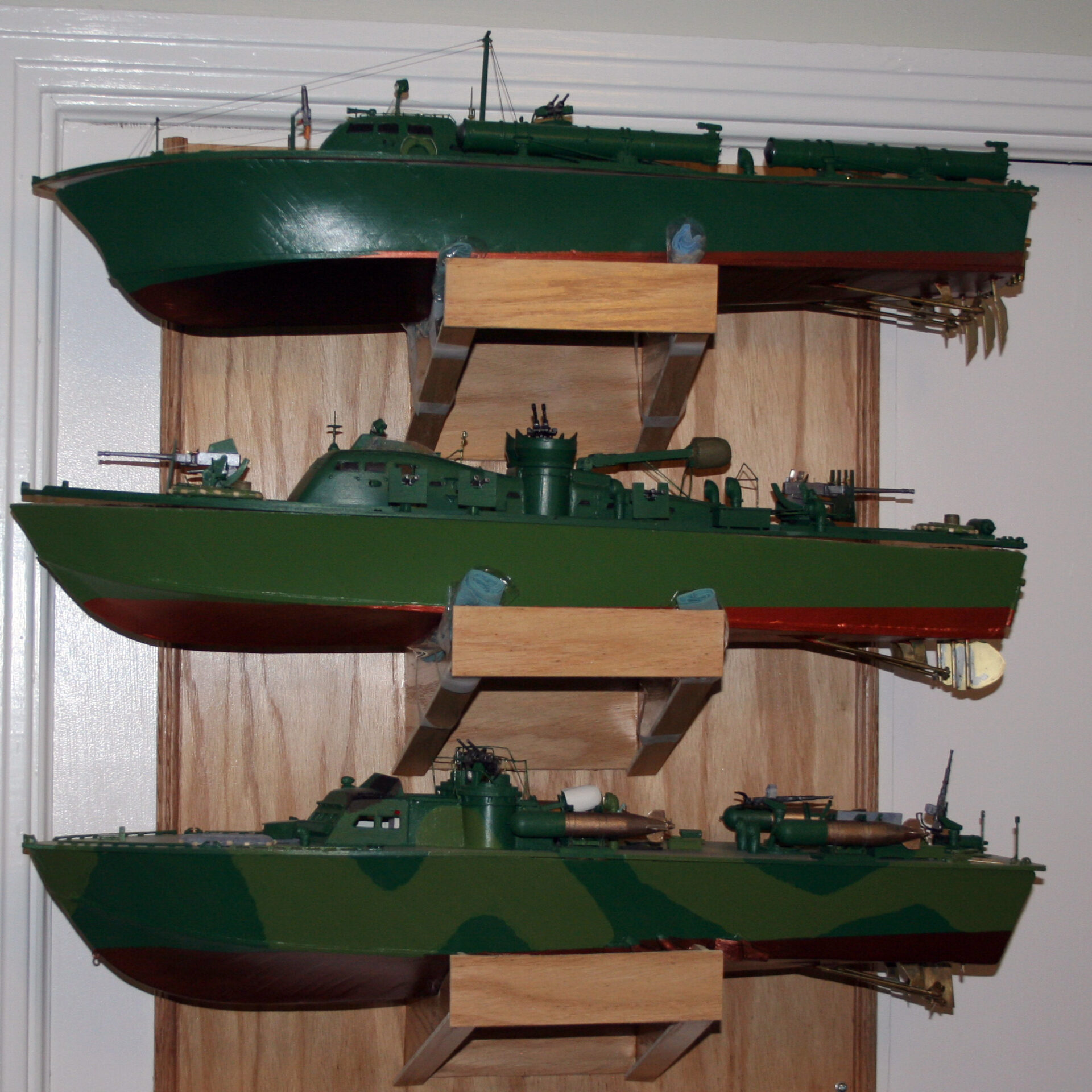 Model of three PT Boats - Early ELCO 77, Late ELCO 80, Late Higgins