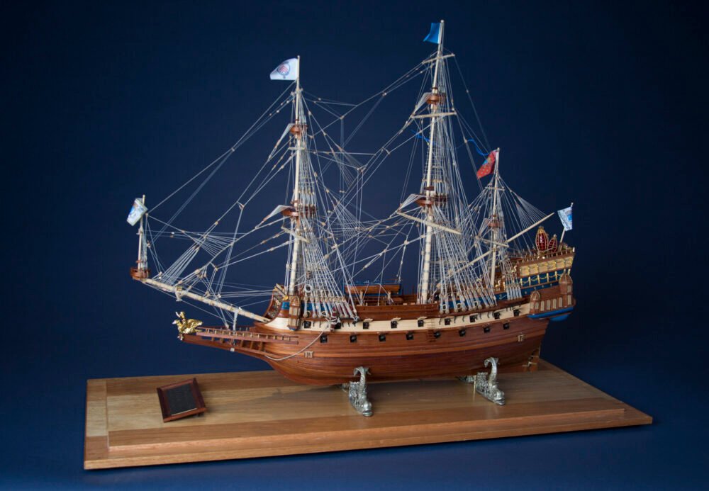 Model of French warship Couronne - port side